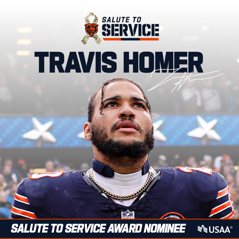 ChicagoBears's tweet photo. We're proud to name @travishomer4 our nominee for the 2024 #SaluteToService Award!