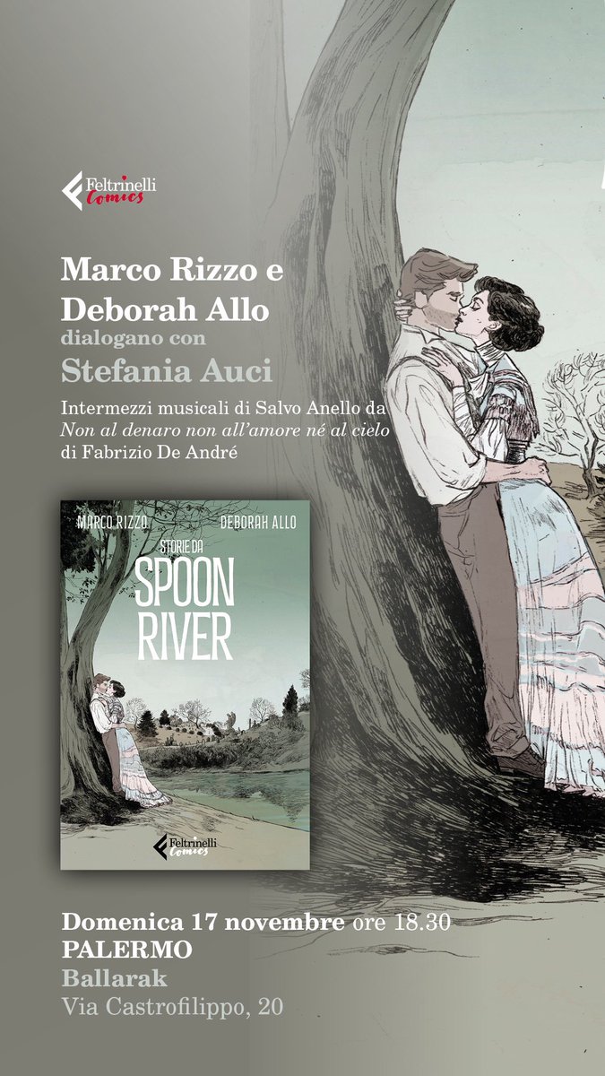 Marco_Rizzo's tweet photo. Ci vediamo a #Palermo da Ballarak con Storie da Spoon River. Con me, la disegnatrice Deborah Allo, le musiche di Salvo Anello e la moderazione di @stefaniaauci. In collaborazione con @Feltrinelli_ Palermo.

@titofaraci @feltrinellied https://t.co/Kv5qwL1qCv
