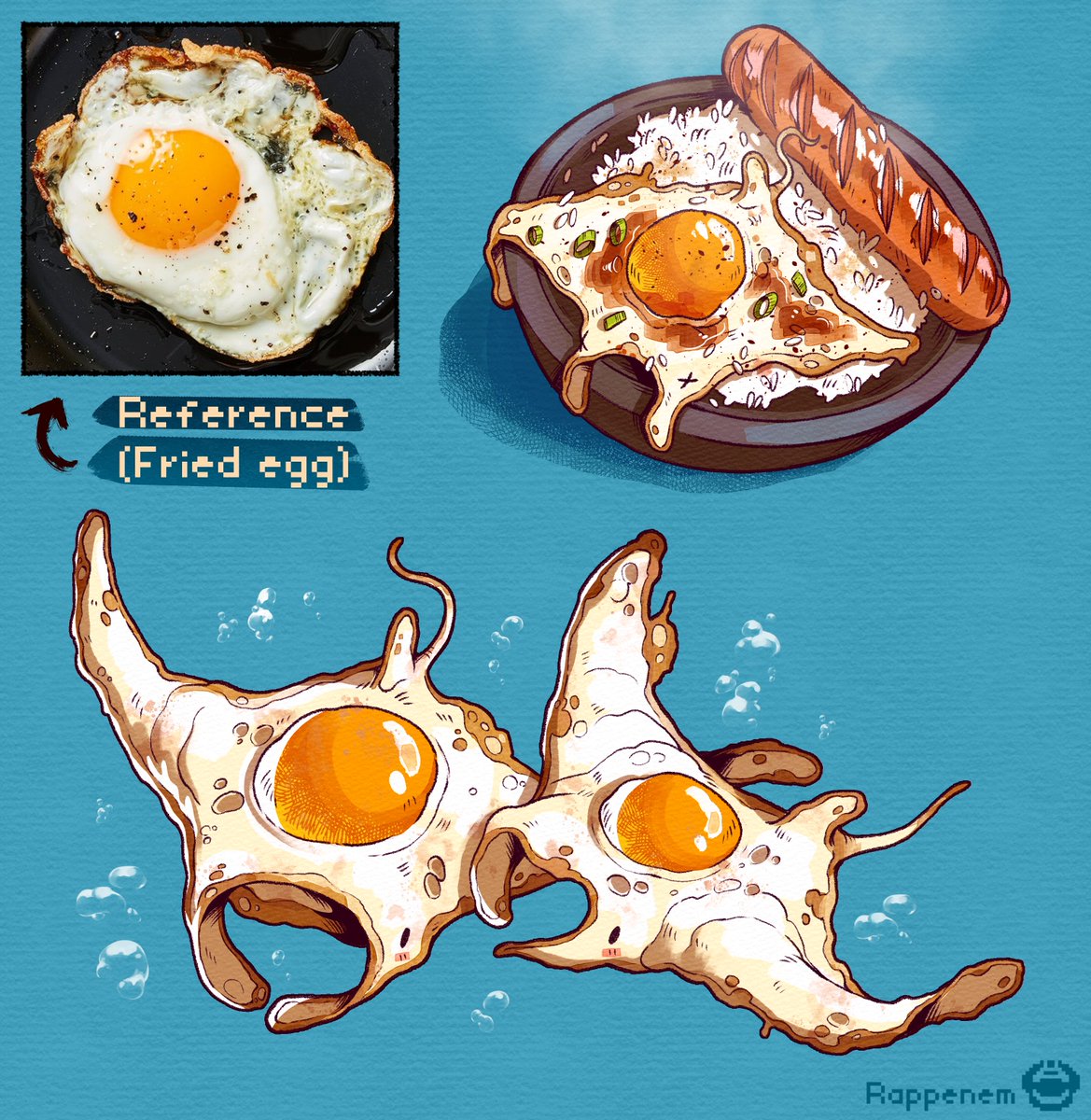 Rappenem's tweet photo. Fried egg ray 🍳✨ https://t.co/NbIdCQ9vyy