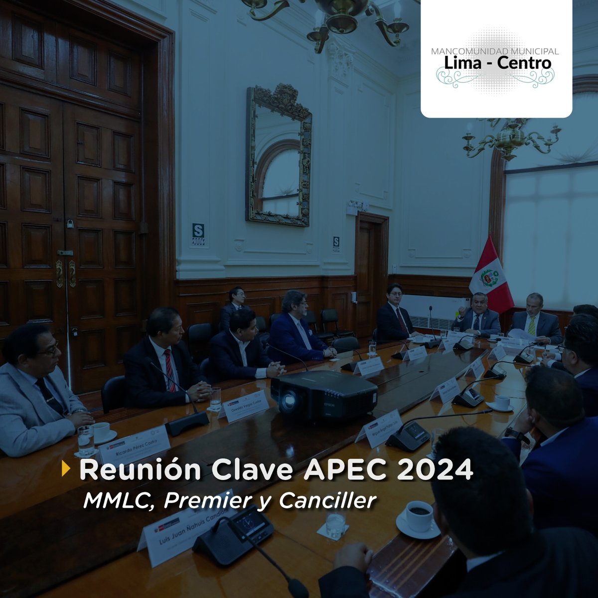MancoLimaCen's tweet photo. Carlos Canales, presidente de la Mancomunidad Lima Centro y alcalde de Miraflores, se reunió con el Primer Ministro y ministros para coordinar la seguridad y colaboración de los gobiernos locales en el marco del APEC 2024. 🤝
#MMLC #APEC2024 #mancomunidades https://t.co/1swODi4JAo