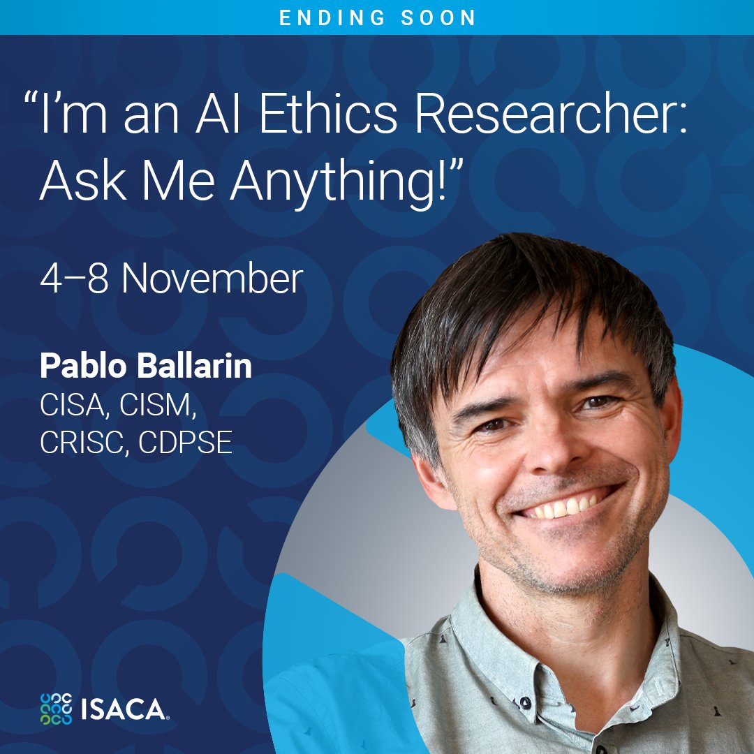 Ending today: Don't miss your chance to chat with Pablo and other digital trust professionals about AI ethics, cybersecurity, and other hot topics on Engage: engage.isaca.org/discussion/im-…