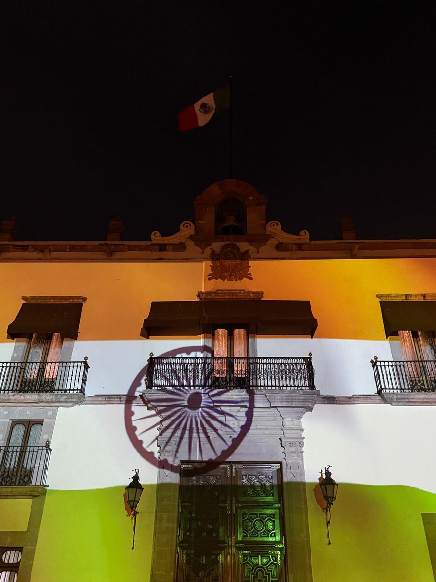 Heartfelt gratitude to the Government of the State of Querétaro for lighting the Government Palace (Palacio de Gobierno) with the Indian tricolors on the joyous occasion of Diwali. This beautiful gesture symbolizes the growing friendship and bond between India and Mexico with