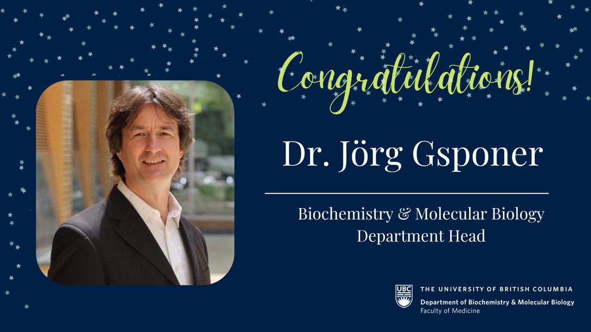 We are thrilled to announce the appointment of Dr. Jörg Gsponer as the BMB Department Head! 🎉

Dr. Gsponer is a Professor in the Department of BMB and holds a joint appointment at the Michael Smith Laboratories, Faculty of Science. 

Read more: biochem.ubc.ca/biocaps-spotli…