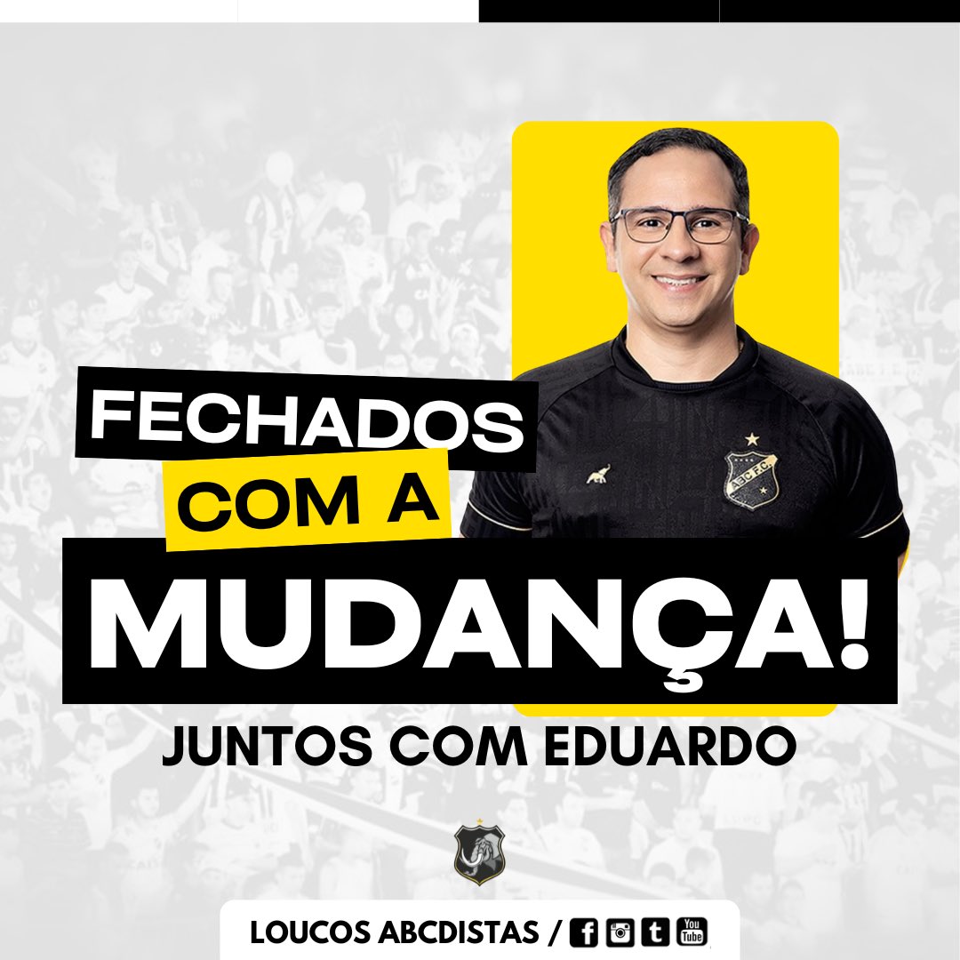 LoucosABCdistas's tweet photo. Loucos ABCdistas fechados com Eduardo Machado ✊🏽🖤

São anos acompanhando o ABC e vendo gestões que não levam o Mais Querido a sério, que não entendem a grandeza do Maior. Pela primeira vez em muitos anos, estamos vendo uma proposta coerente e profissional,

+ https://t.co/vANnA4g6XL