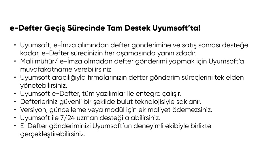 Sizde e-devlet servislerinde <a href="/uyumsoft/">Uyumsoft Bilgi Sistemleri</a> 'a gelin.Uyum'lu <a href="/uyumsoft/">Uyumsoft Bilgi Sistemleri</a> ' lu olun.Uyumsoft  Portal içinden Luca entegrasyonu ile kolaylık yaşayın.Şimdi sipariş verin,sözleşmenizi yapalım.ödemesini yeni yılda yapın.
