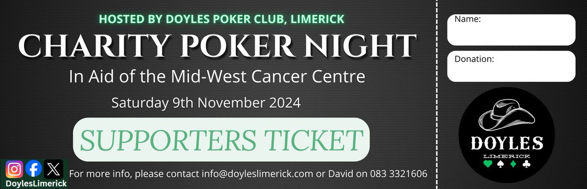 Our fundraiser for the Mid-West Cancer Centre kicks off tomorrow. Supporters tickets still available for anyone that would like to donate to the cause. Activities on the night include poker tournament, charity auction, raffles and lots of promotions!