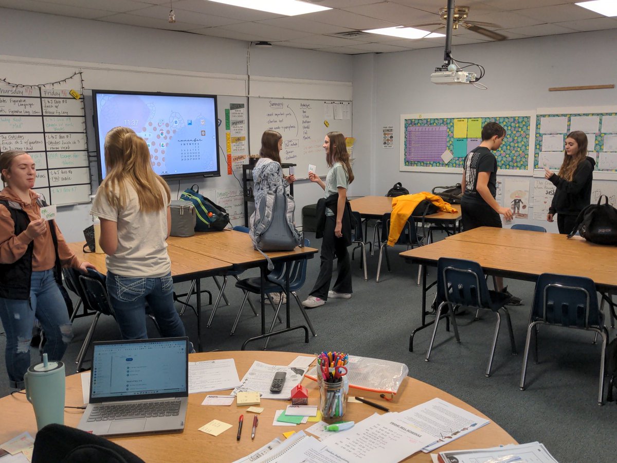 BevinDrew's tweet photo. 8th grade brushed up on root words with a little Quiz-Quiz-Trade #ela #kagan https://t.co/tfuLKbUrba