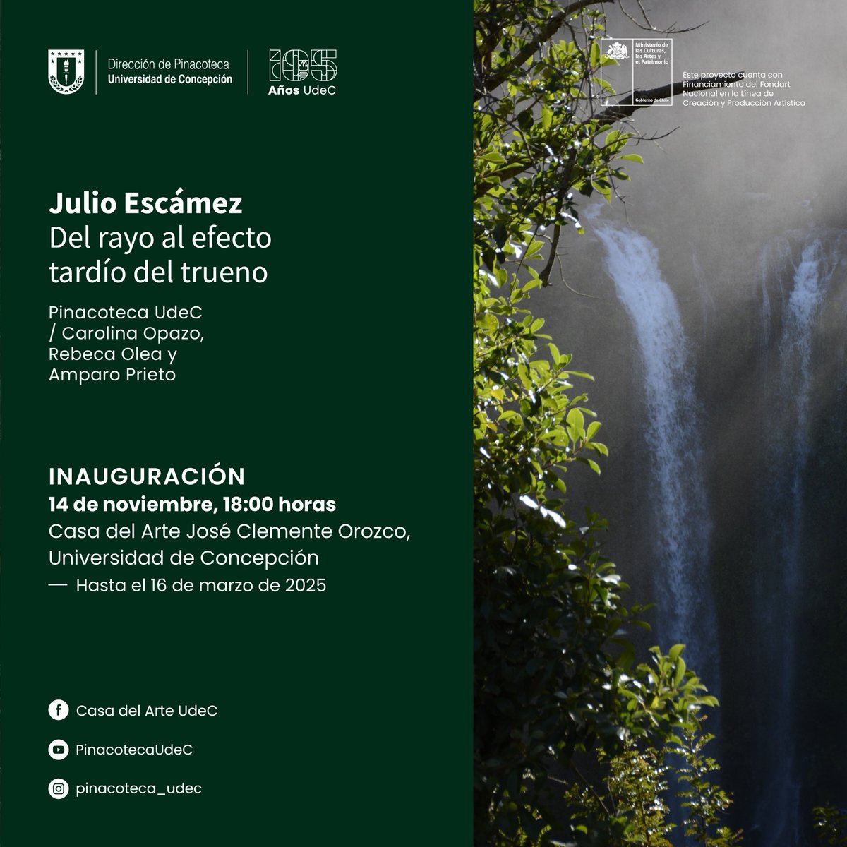 📌Este jueves 14 de noviembre se dará inicio a la exposición "Julio Escámez. Del rato al efecto tardío del trueno". 

📍Sala 2, Casa del Arte UdeC
🕡18 horas