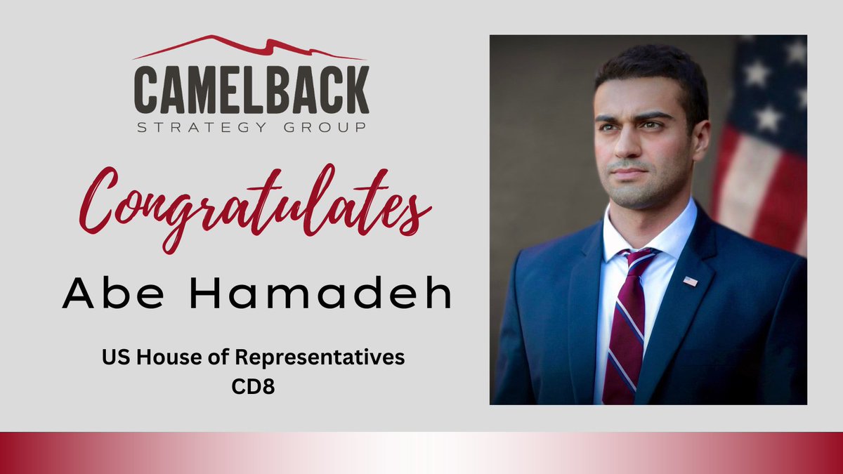 Congratulations to <a href="/AbrahamHamadeh/">Abe Hamadeh</a> on a win in #AZ08! 🇺🇸