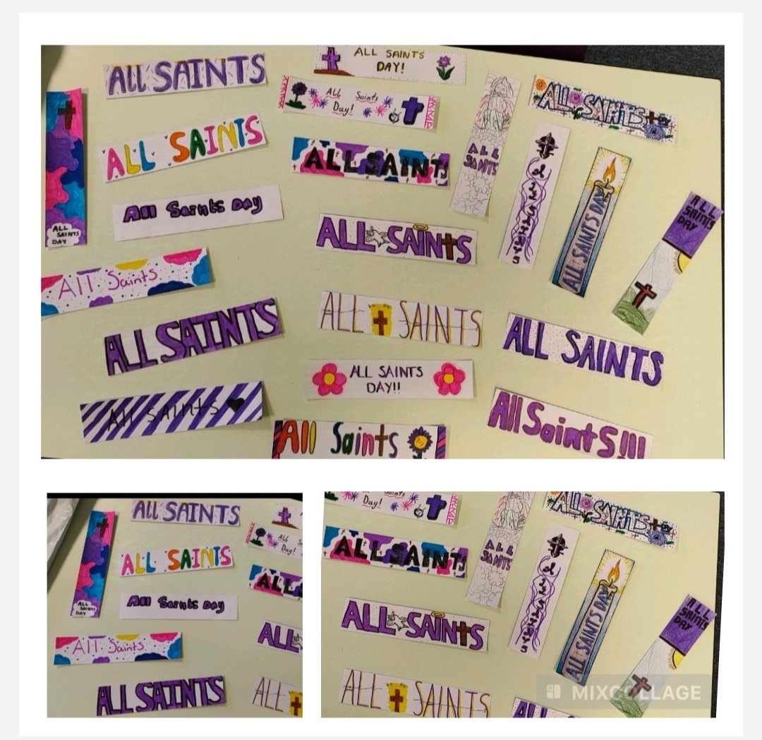 ⭐ Beautiful bookmarks 📖 designed 🖍️ in S4 RE last week for All Saints Day ⛪🙏. #creativity #reflection @allsaintsrcsec