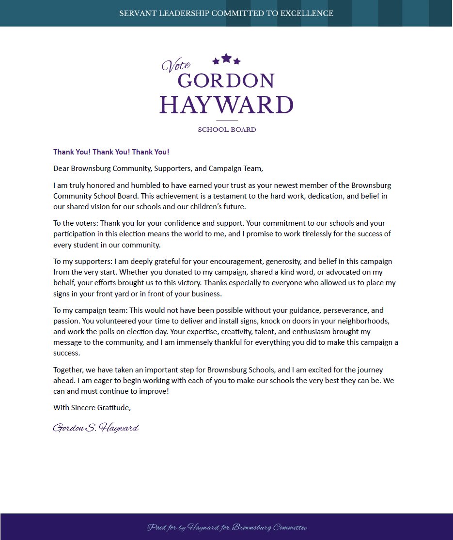 Gordon Hayward for Brownsburg tweet media