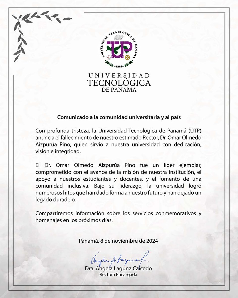 Comunicado Oficial.
#utppanama