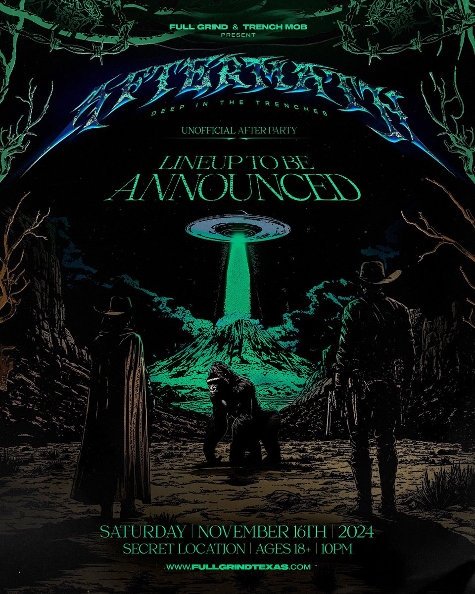 ANNOUNCING: #AFTERMATH An Unofficial Bass Allstars After Party on Saturday, Nov. 16th where Aliens &amp; Cowboys collide! ☄️🌋🤠🌵🛸 

• Lineup To Be Announced… 
• Secret Location | Fort Worth, TX
• Ages 18+ Welcomed | 10pm - 4am

Limited FREE RSVP Tickets are NOW Available!
Only