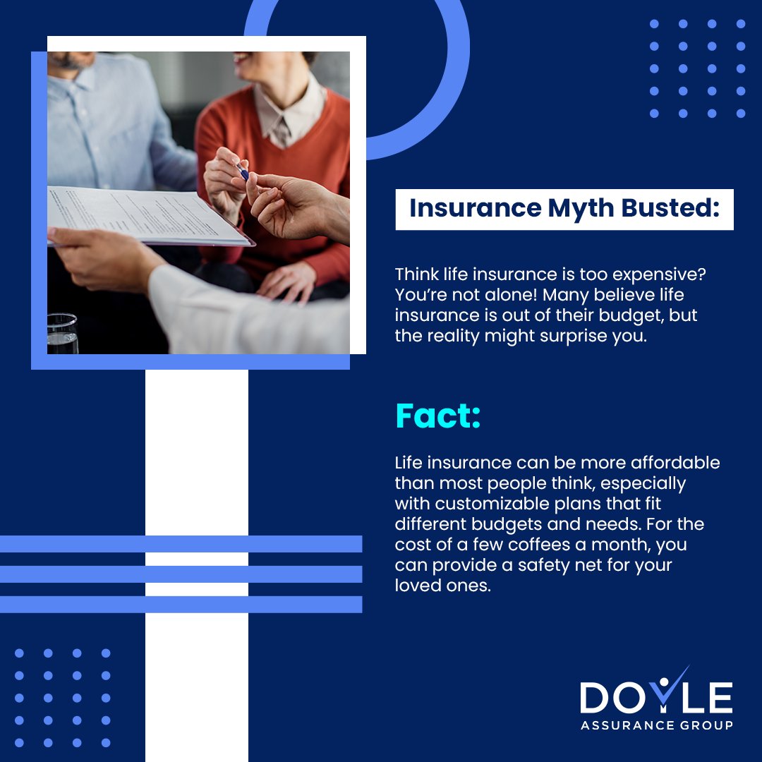 doyleassurance's tweet photo. 💡Insurance Myth Busted: Think life insurance is too expensive? The truth: It’s more affordable than you think! Plans can cost less than your daily coffee☕ Secure your loved ones today!
🌐https://t.co/IrKgd3d3t0

#LifeInsurance #AffordableCoverage #MythBusted #FinancialSecurity https://t.co/ysaKkrzDRM