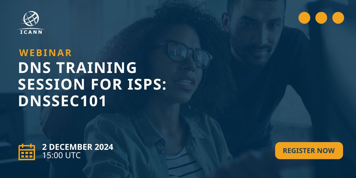 ICANN's Technical Engagement team, in partnership with Internet Service Providers and Connectivity Providers (ISPCP), is hosting a DNSSEC 101 training on 2 December, covering the essentials of DNS Security Extensions &amp; best practices for implementation >> ispcp.info/index.php?opti…