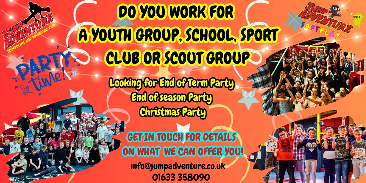 Book your Christmas Packages At Jump Adventure 
Book Now:
info@jumpadventure.co.uk 
01633 358090  
#christmas #parties #southwales #newport #childrenparties #scoutgroup #trampolinepark #adventurepark #christmaspackages #school #sportclub #youthgroup #biggroup #events