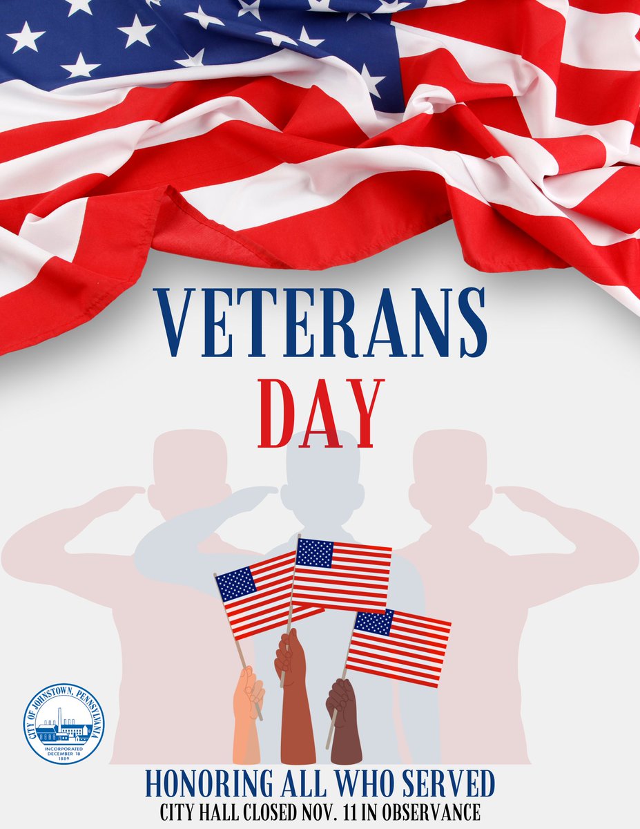City Hall will be closed on November 11th in observance of Veterans Day. Join us for the Veterans Day Parade at 4 PM downtown (11/11/24)! We encourage everyone to take a moment to reflect on the contributions of our veterans and consider ways you can show your appreciation.