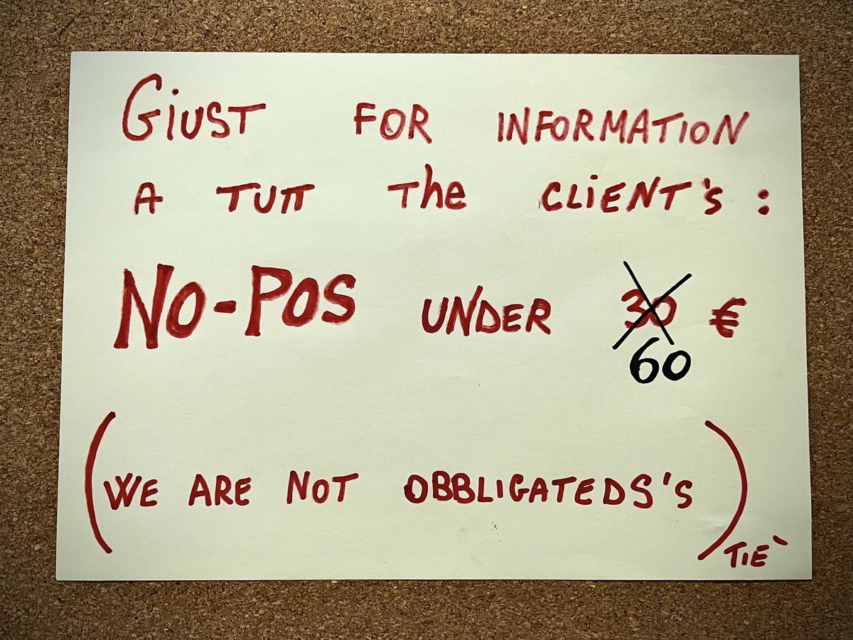 Nel 2022 la Meloni provò a fare un regalo ai tassisti #NoPos togliendo l’obbligo del POS sotto una certa cifra, poi dovette fare retromarcia e aumentarla. In seguito si rimangiò tutto perché le spiegarono che in Europa certe schifezze pro-evasione non erano tollerate. 
Ricordo