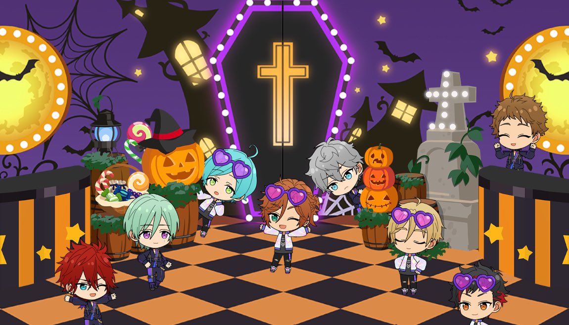 4416P's tweet photo. Trick &amp; Treatなアイドルたちの
仮装パーティーを撮影！📷🐺

今日は【合計8人】のアイドルの撮影に成功したよ💫

#あんスタハロウィン2024 #あんスタ https://t.co/b4ni2CR1ga