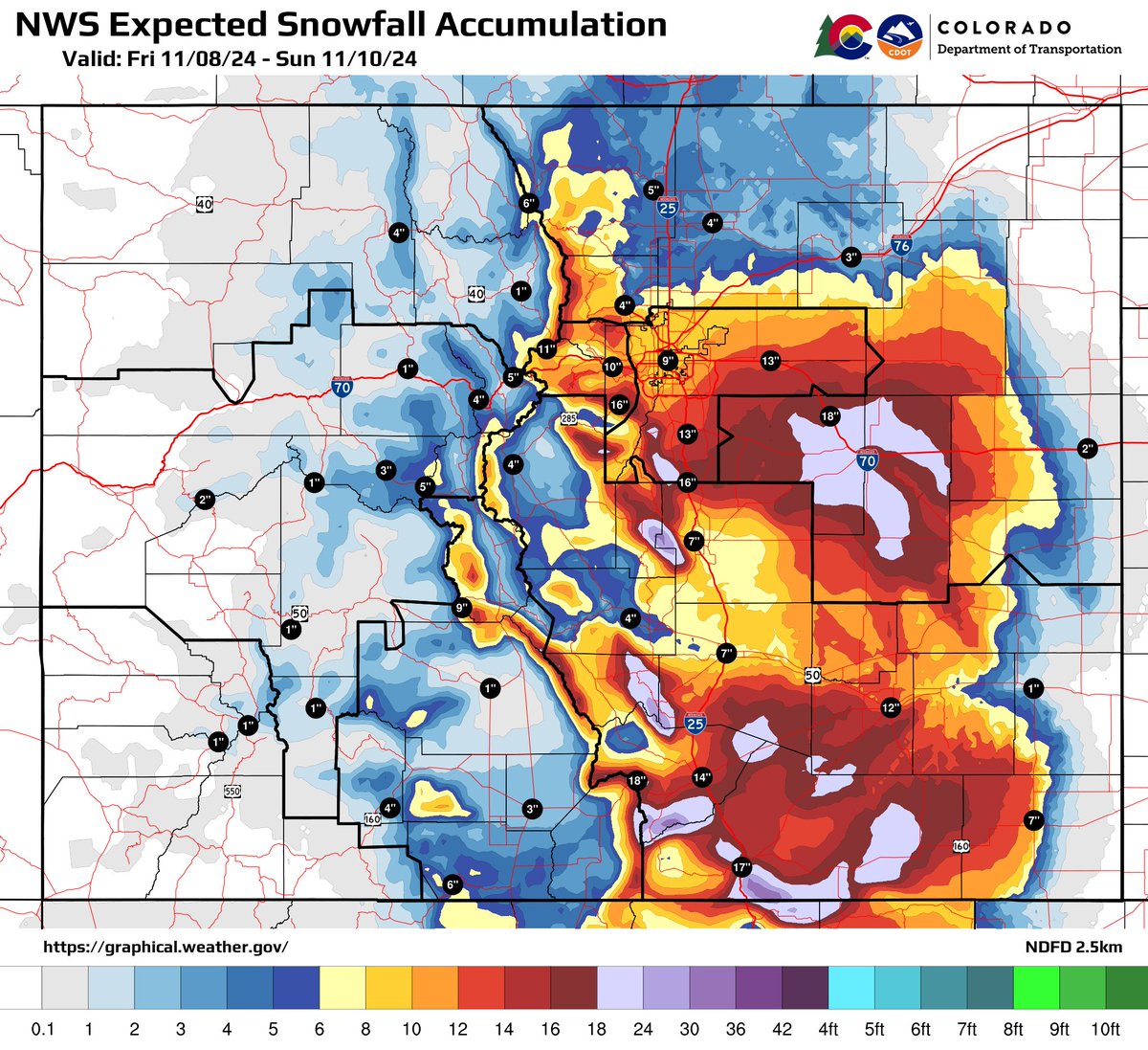 ❄️TRAVEL ALERT❄️Trailers and towed vehicles to be restricted from #I70 west of Golden, other critical locations starting Friday (11/8/24) at 4 p.m. Road closures into the mountain corridor will be likely 11/8 into 11/9.
📰codot.gov/news/2024/nove…
#COwx #WinterWise #KnowBeforeYouGo
