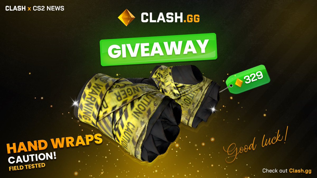 cs2news's tweet photo. CS2 GIVEAWAY

🎁 Hand Wraps | CAUTION! (298$) 

Steps to join 👇 
✅ Follow @cs2news &amp; @clashdotgg 
✅ Retweet
✅ Tag 1 friend https://t.co/DosVe5h6Bk
