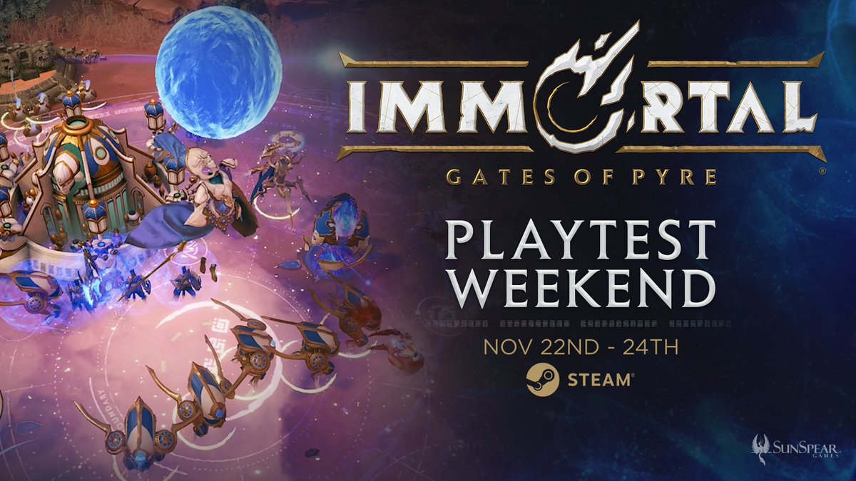 You spoke, we heard you! We’re having another Steam Playtest where you’ll be able to play as much IMMORTAL: Gates of Pyre as you want! 🔥

Join us on November 22nd to try out a new build of this epic RTS, featuring skill-based matchmaking, unit voices and a whole new in-game HUD!