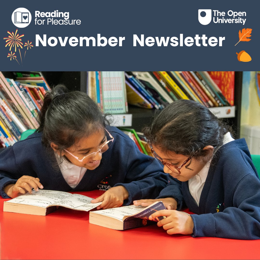 Reading for Pleasure 🧶 (@openuni_rfp) on Twitter photo 📣 Almost time for our newsletter! Get your monthly fix of all things #RfP 📚 Author in the spotlight Victoria Williamson <a href="/strangelymagic/">Strangely Magical</a>, November's Top Texts, RfP research, news, events & more! 💙
Sign up here 👉 ourfp.org/newsletter-sig…
#ReadingforPleasure #Teaching #OURfP 📣 Almost time for our newsletter! Get your monthly fix of all things #RfP 📚 Author in the spotlight Victoria Williamson <a href="/strangelymagic/">Strangely Magical</a>, November's Top Texts, RfP research, news, events & more! 💙
Sign up here 👉 ourfp.org/newsletter-sig…
#ReadingforPleasure #Teaching #OURfP