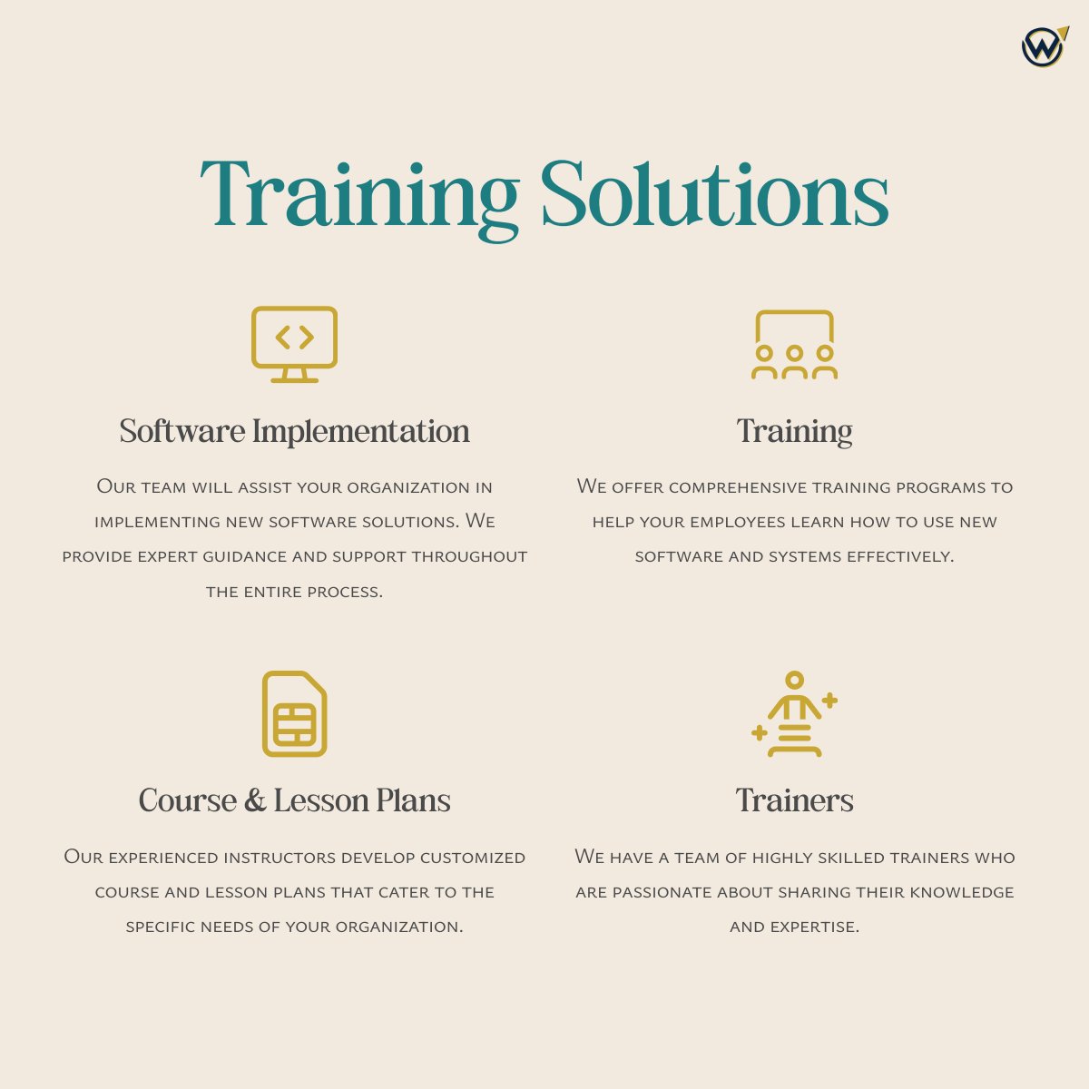 WDISolutions's tweet image. Our network of professional trainers can help equip your team with the skills they need to excel in their roles and push your productivity to new levels
