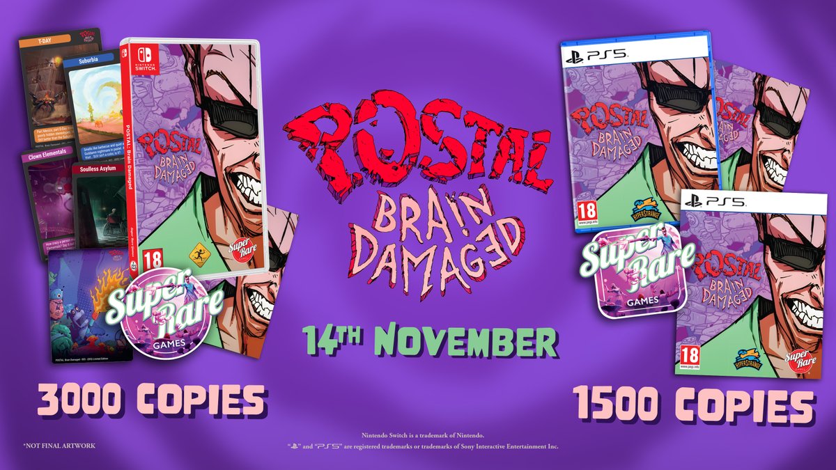 KrolMichal's tweet photo. Postal: Brain Damaged od studiów @HYPERSTRANGE i @CFGmain trafi do pudełek. Wydawcą jest @SuperRareGames.
Szczegóły, ceny itd.: https://t.co/LpWY58e3jP
#polskiegry #Hyperstrange #CreativeForgeGames #Postal #PS5 #PlayStation5 #Switch #Nintendo #giełda #GPW https://t.co/6V3Fhu0hSU