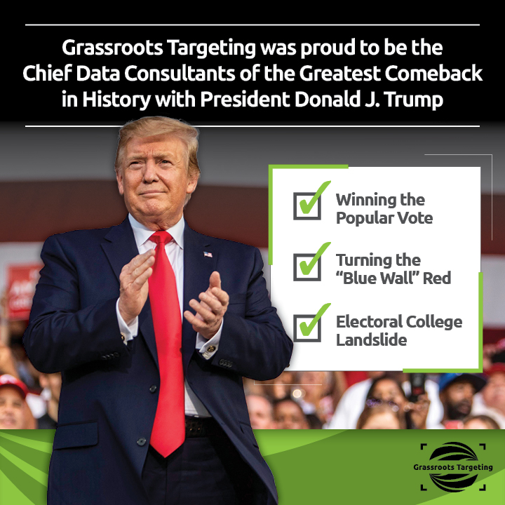 GTstrategic's tweet photo. Grassroots Targeting was proud to be the Chief Data Consultants of the Greatest Comeback in History with President Donald J. Trump. https://t.co/raU14ytcXV