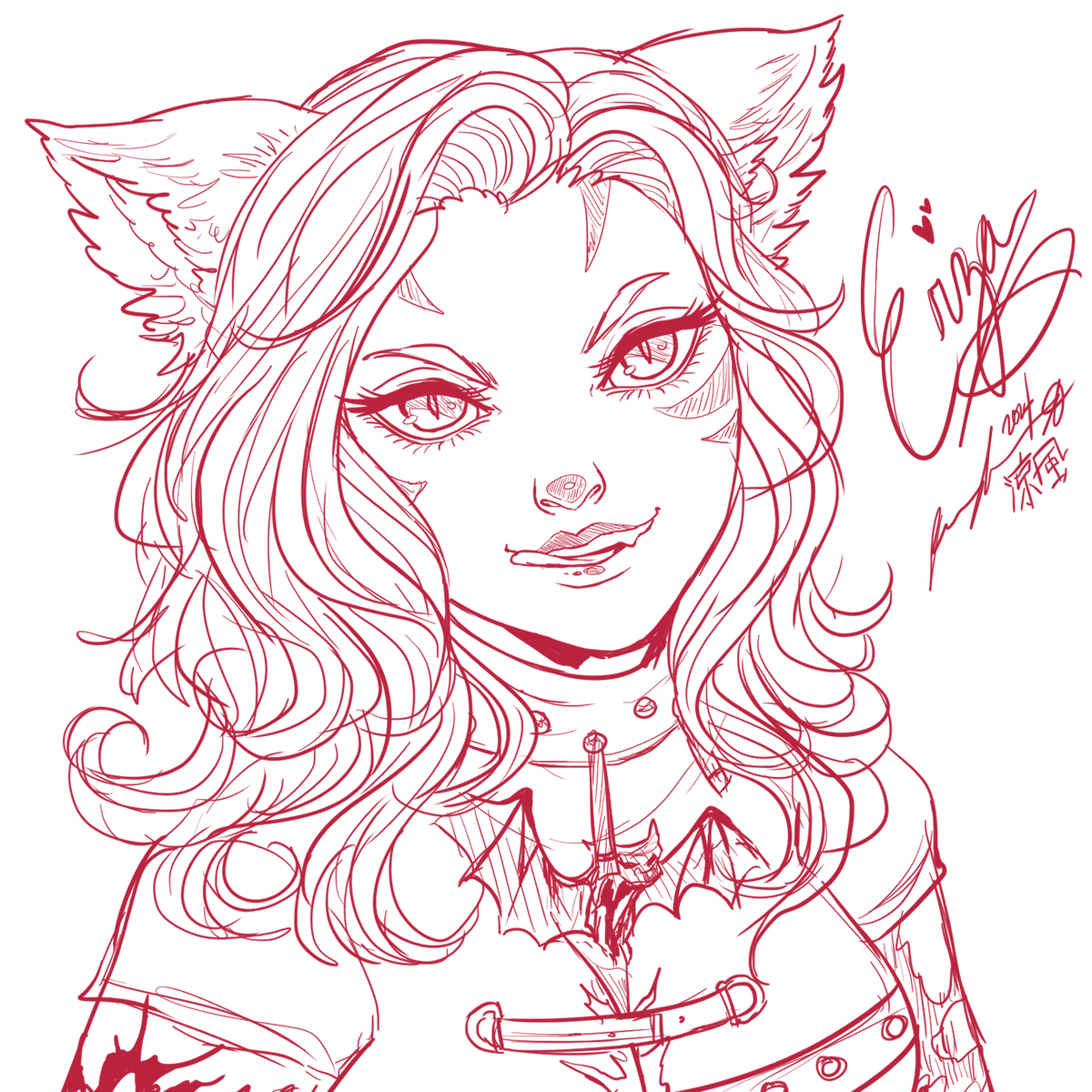 MizunoSuzuka's tweet photo. It was a great night at #clubignition last night, and I was too tired to post, but here are the sketches and the flat color from last night! <3 see y'all next week! @DiamondDE_FFXIV @Cool_cat_crew 1/2 https://t.co/HGZUDpwj8H
