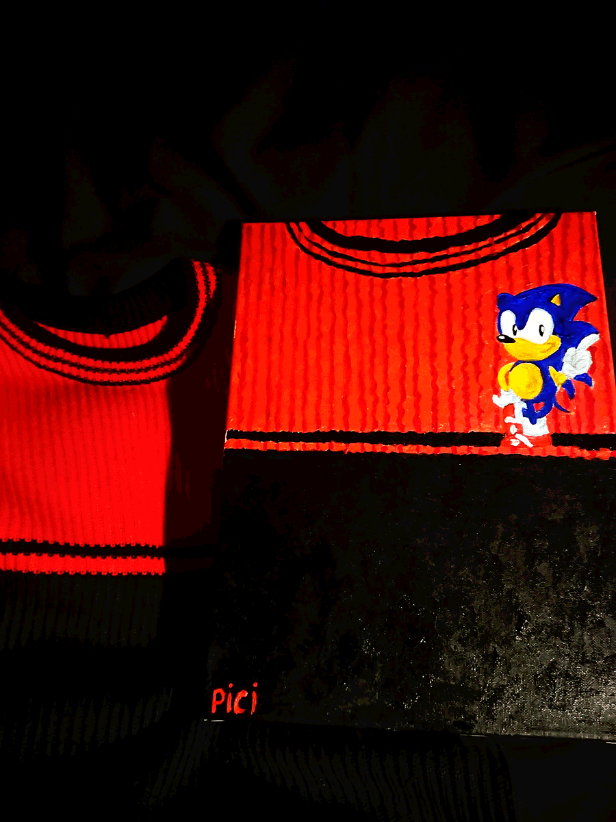 PiCi228's tweet photo. I dedicate this drawing to my sweater and my favorite colors. Why is Sonic there? I just love Sonic.
#SonicTheHedghog https://t.co/bK9SO5pr58