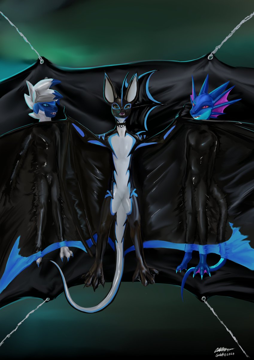 Why use a vac bed when you can use rubbery bat wings. Hhappy to have some volunteers on my wings >:3 <a href="/Rhavul/">Rhavul.bsky.social (on BlueSky, see pinned Tweet)</a>  <a href="/squeakybasilisk/">whisperad.bsky.social</a>, thank you both 💙