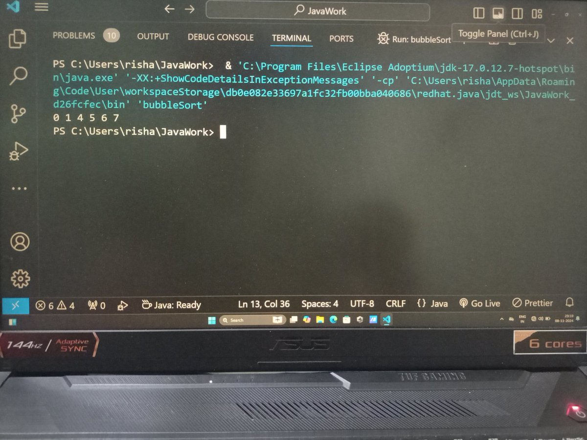 rishabhgiri024's tweet image. &quot;Today I ✅ Successfully understand and  implement&apos;s Bubble sort  algorithm.
Why use ?
No need of copying elements while swapping , Hence O(1)  space complexity.
Bubble&apos;s my sorting skills in DSA. @kunalstwt #100DaysOfCode #Java #DSA #CodingJourney