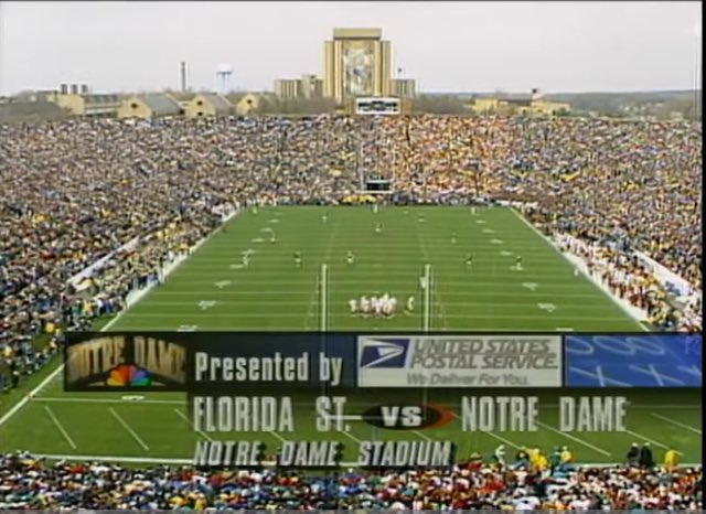 A lot of talk about 1993 #1 Florida State vs #2 Notre Dame this week, so if you haven’t watched it recently or are too young to have seen/experienced it, a thread.