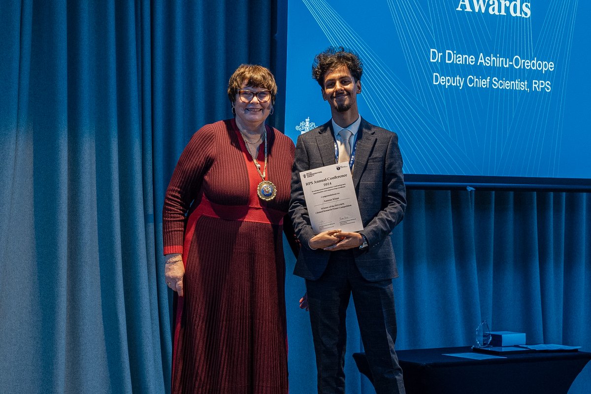 rc_pharm's tweet photo. BPSA Research Award: The winning poster for this year is from Aaman Khan, Ruth Brauer, and Hindun Risni, of UCL School of Pharmacy, on Hormone Replacement Therapy usage in women with diabetes and the risk of stroke and heart attack.

Congratulations to the winners. #RPSConf24 https://t.co/IfgOvucDRM