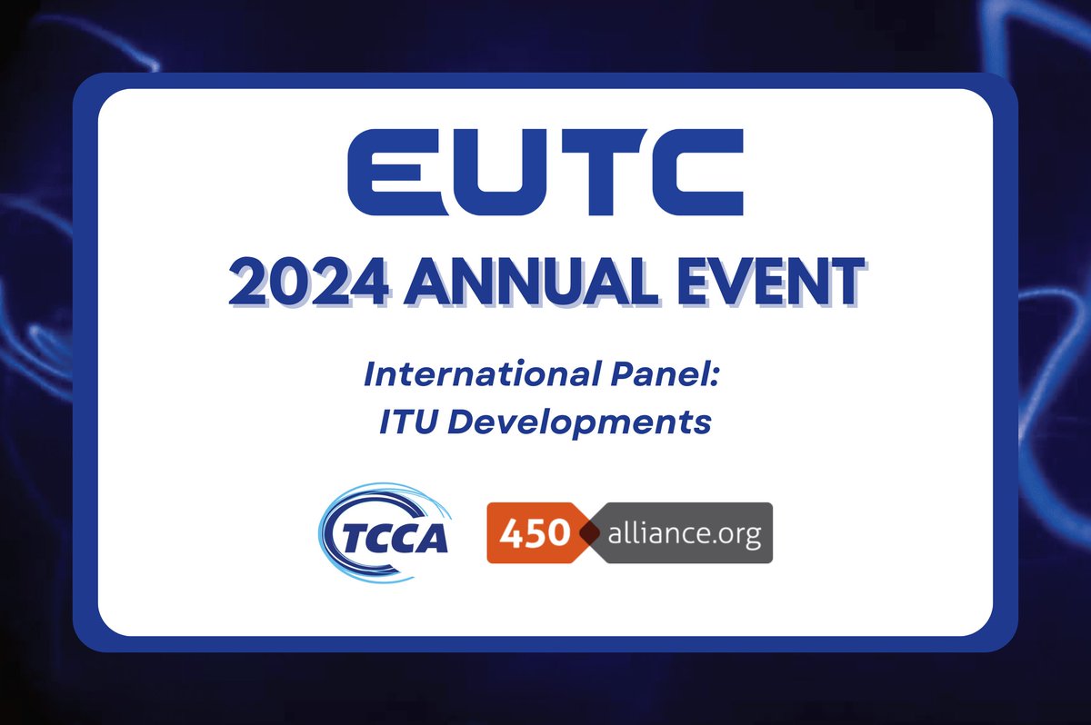 At #EUTC2024AnnualEvent, don’t miss the international panel on global ITU developments in telecom, moderated by Adrian Grilli with insights from <a href="/450Alliance/">450Alliance</a> and <a href="/TCCAcritcomms/">TCCA</a>. 

A must for anyone in connectivity and spectrum! #ITU #Telecommunications #Networking