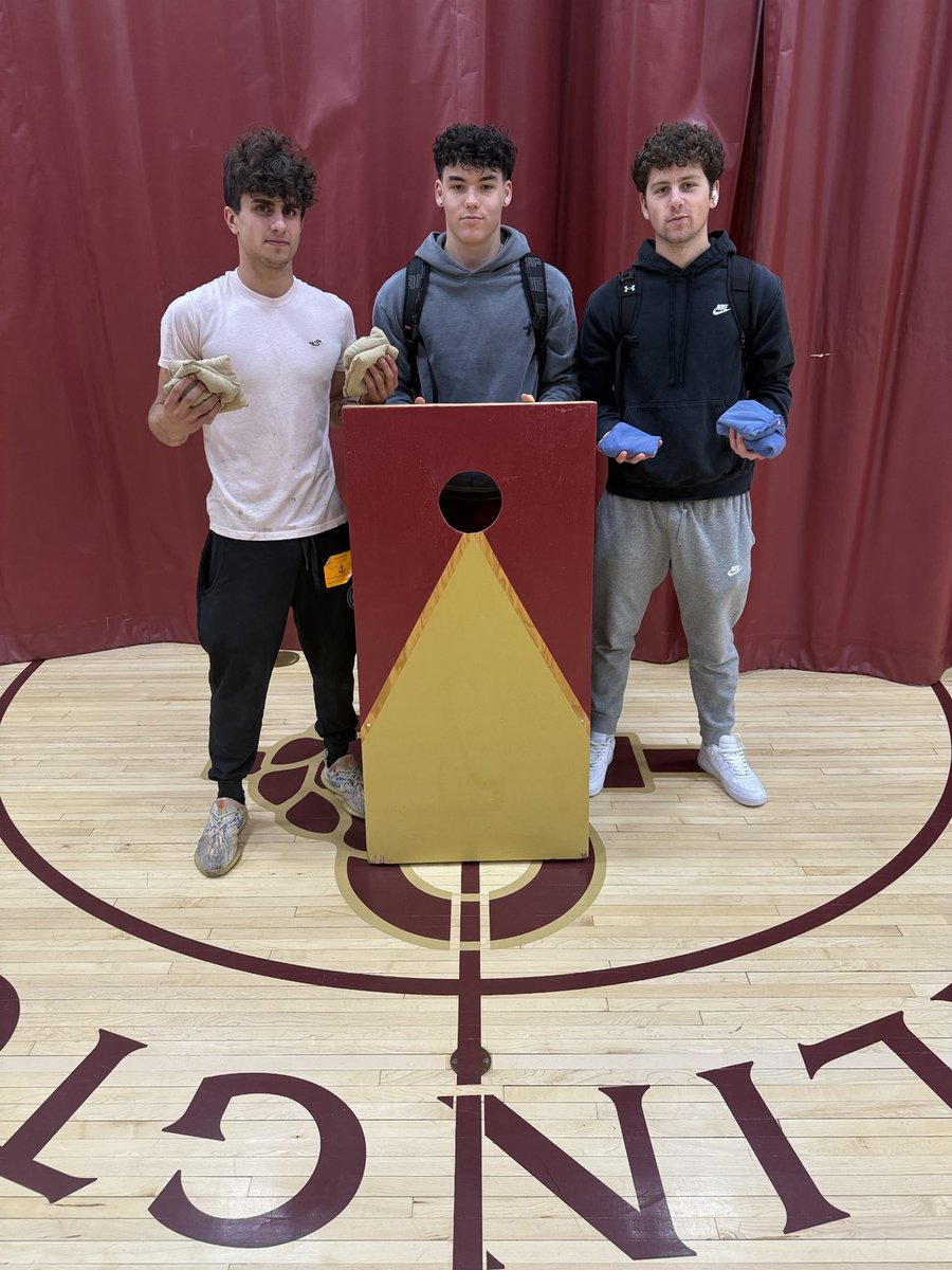 Triple crown winner alert 🚨 🚨🚨👑👑👑 it has finally happened. Jack, Cole, and Logan were able to make it happen today by sweeping KanJam, Spikeball, and Cornhole. Shoutout to Jack for getting 4 bags through the hole in 1 round to set up the win! #huge ⁦<a href="/ArlingtonHEPE/">Arlington Health&PE</a>⁩