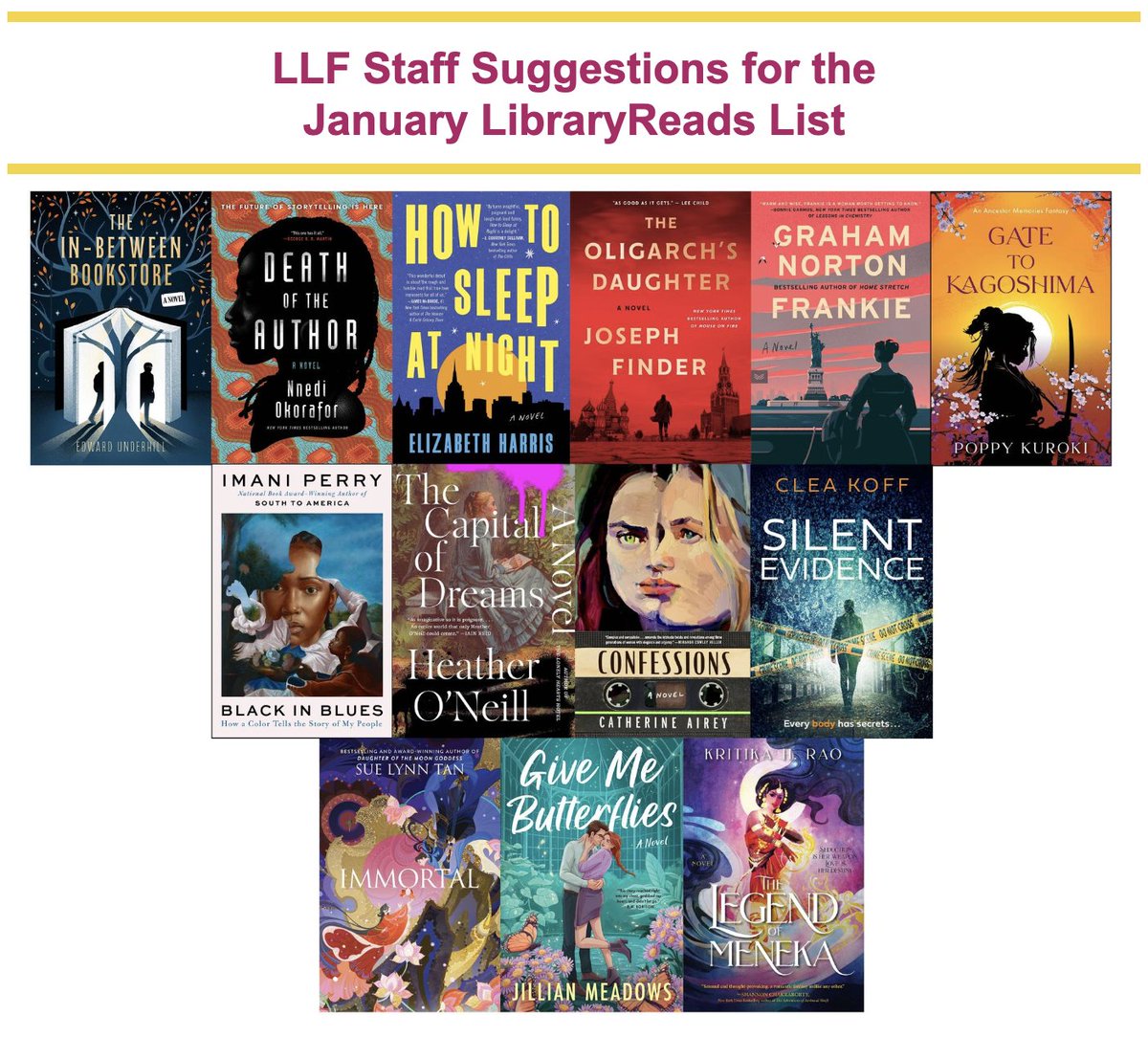 Library Love Fest (@librarylovefest) on Twitter photo 🍁 Check out our staff suggestions for the January <a href="/LibraryReads99/">LibraryReads</a> List!
It's time to dive back into the TBR book pile! Reminder to get your votes in for the January list by December 1st!
#ewgc
link.harpercollins.com/view/5ef1ec7bd… 🍁 Check out our staff suggestions for the January <a href="/LibraryReads99/">LibraryReads</a> List!
It's time to dive back into the TBR book pile! Reminder to get your votes in for the January list by December 1st!
#ewgc
link.harpercollins.com/view/5ef1ec7bd…