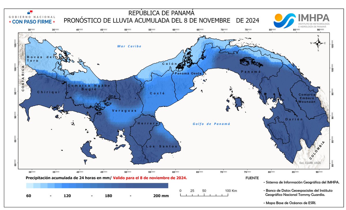 imhpapma's tweet photo. Mapa de pronóstico lluvia acumulada en 24 horas del viernes 8 de noviembre de 2024, elaborado por los técnicos del @imhpapma. @Sinaproc_Panama
@MIDAPma
@MeducaPma @SENANPanama @MinGobPma
#IMPHA #pronóstico #lluviacumulada #Condicionesdeltiempo https://t.co/PeuKCR0PUs