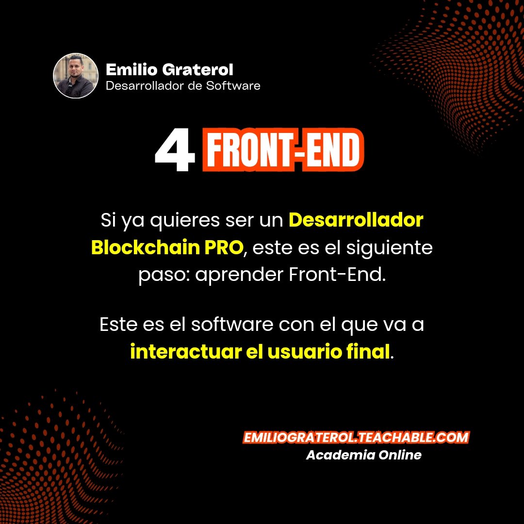 graterolz's tweet image. 4️⃣ FRONT-END

#blockchain #desarrolladorblockchain #desarrolladores #software #desarrolladordesoftware #software #programador #programacion #emiliograterol