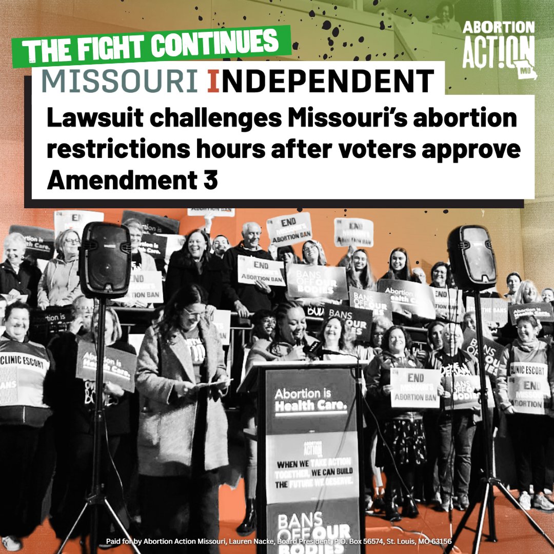Abortion Action Missouri (@abortionaction) on Twitter photo The next stage to establish abortion access and repro freedom in MO is just beginning as <a href="/ppgreatrivers/">Planned Parenthood Great Rivers</a>, <a href="/PPGreatPlains/">Planned Parenthood</a>, and <a href="/aclu_mo/">ACLU of Missouri</a> filed a lawsuit challenging MO’s cruel Targeted Regulation of Abortion Providers (TRAP) laws responsible for decades of barriers to care. (1/3) The next stage to establish abortion access and repro freedom in MO is just beginning as <a href="/ppgreatrivers/">Planned Parenthood Great Rivers</a>, <a href="/PPGreatPlains/">Planned Parenthood</a>, and <a href="/aclu_mo/">ACLU of Missouri</a> filed a lawsuit challenging MO’s cruel Targeted Regulation of Abortion Providers (TRAP) laws responsible for decades of barriers to care. (1/3)