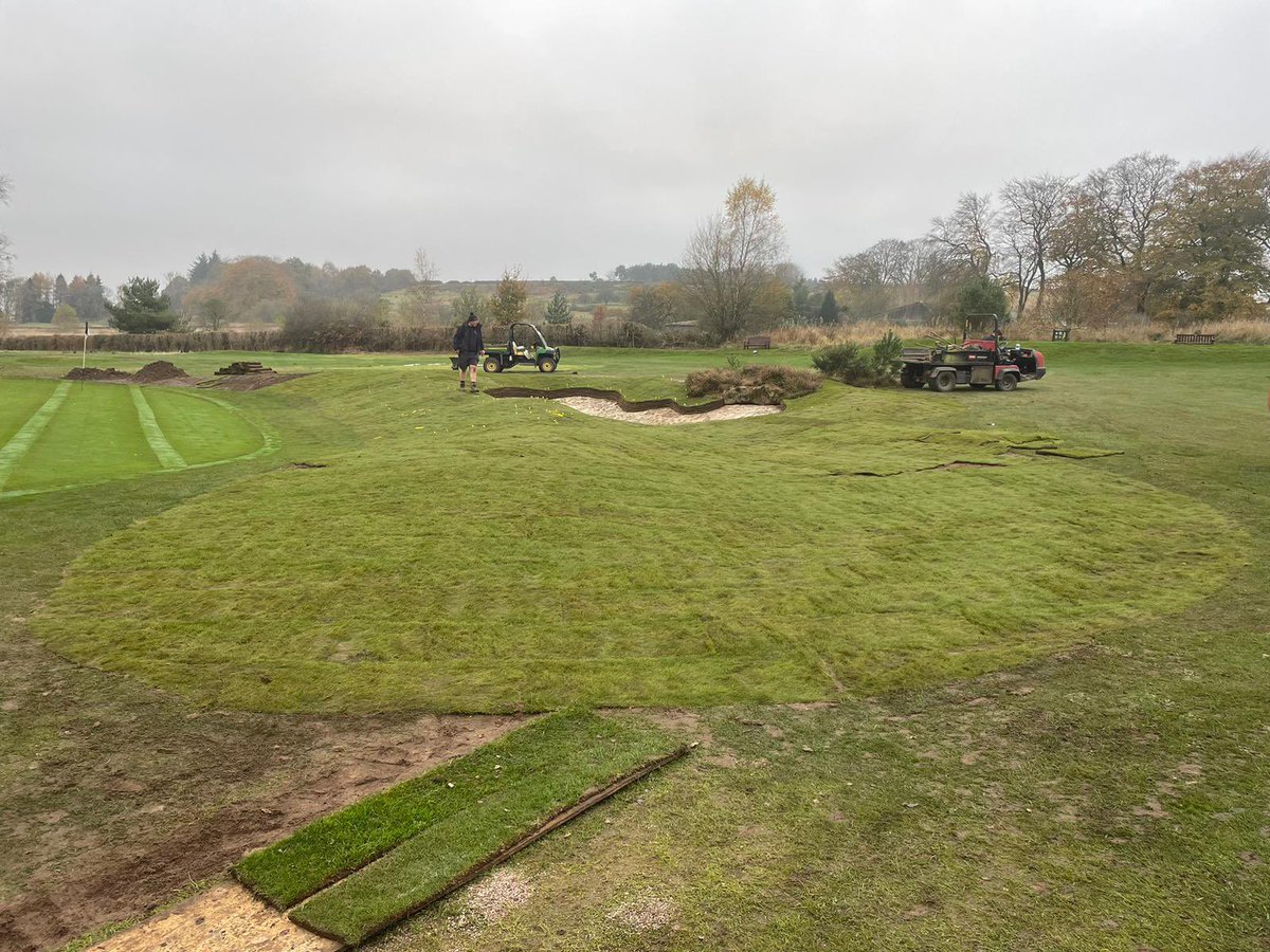 Matlock Golf Club (@matlockgolfclub) on Twitter photo Another day and another bunker completed ✅
The new right green side bunker on the 10th has been revetted, backfilled and 300sqm of fescue turf laid today 🙌🏼
Fantastic effort and work by the greenstaff and volunteers ⛳️
<a href="/LakelandE/">Lakeland Earthworks</a> <a href="/BunkerMat_com/">Whitemoss Eco - Innovative Golf Course Solutions.</a>
Marnoch Golf Design Ltd Another day and another bunker completed ✅
The new right green side bunker on the 10th has been revetted, backfilled and 300sqm of fescue turf laid today 🙌🏼
Fantastic effort and work by the greenstaff and volunteers ⛳️
<a href="/LakelandE/">Lakeland Earthworks</a> <a href="/BunkerMat_com/">Whitemoss Eco - Innovative Golf Course Solutions.</a>
Marnoch Golf Design Ltd