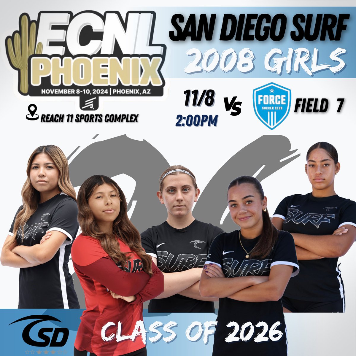 It’s GameDay! Class of 2026 players to watch! From left to right… @ECNLPHX
Allison Gonzalez #42
Celia Ramos #1
Amanda Brayton #13
Ava Arroyo #15
Sophia Mingo #91