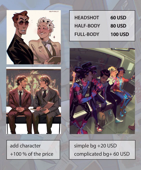 Open 3 slots!! Only half body or fullbody  Hipolink or Boosty Deadline 1-2 weeks after payment 