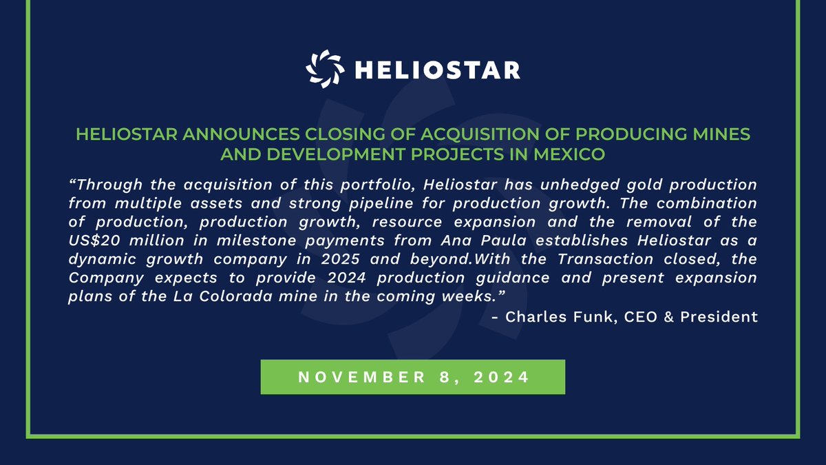HeliostarMetals's tweet photo. Heliostar = Producer
$HSTR $HSTR.v #Heliostar #AnaPaula #Gold #HSTR #HSTXF #Mexico #Mexicomining #goldstocks #undergroundmining #mining #goldmining #MiningNews #MiningUpdate #MiningIndustry #Miningstocks https://t.co/MgLWW39Su6