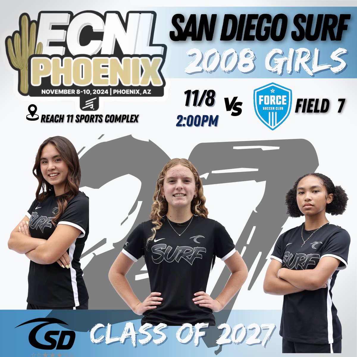 Also featuring our class of 2027 to watch @ECNLPHX from left to right.
Emma Cunningham #6
Olivia Ruggerello #14
Mia Harrison #17