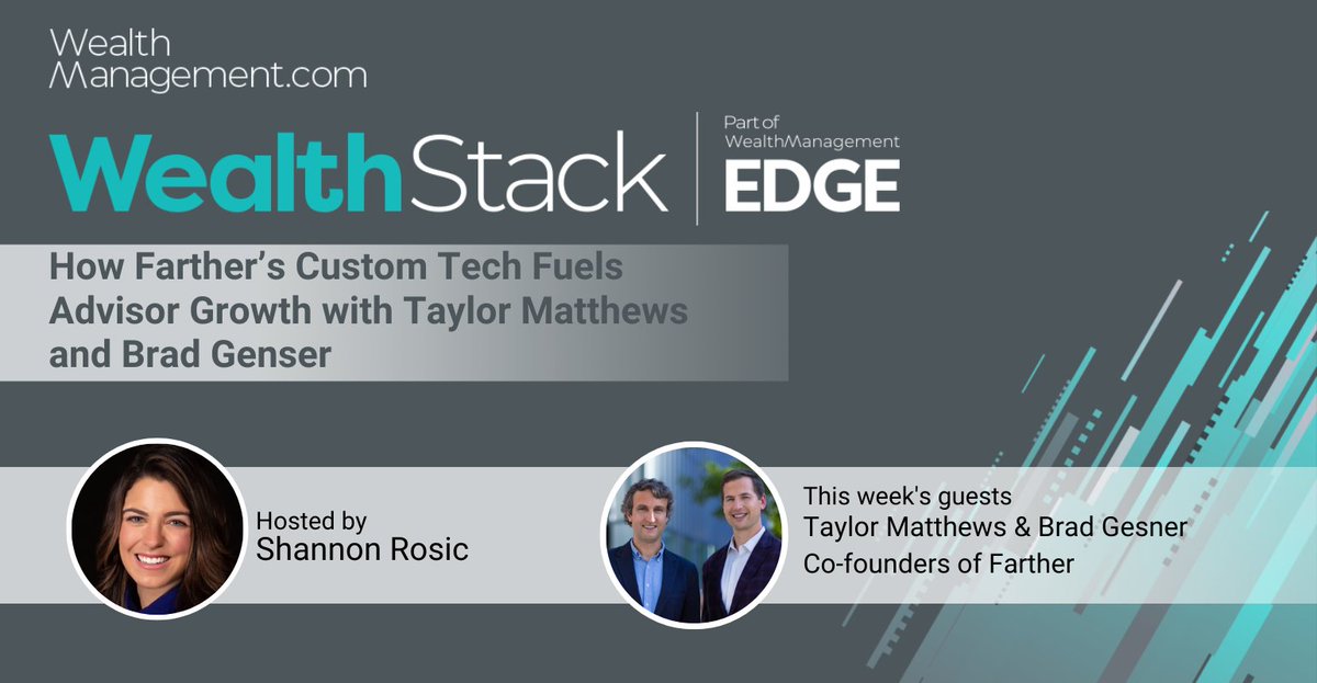 ShannonRosic's tweet photo. The latest episode of the #WealthStack podcast has dropped! Thanks to Brad Genser &amp; Taylor Matthews of @FartherFinance for chatting with me about how their custom tech fuels advisor growth. https://t.co/MhlUW0N6Vf https://t.co/1OlrcVWu6j