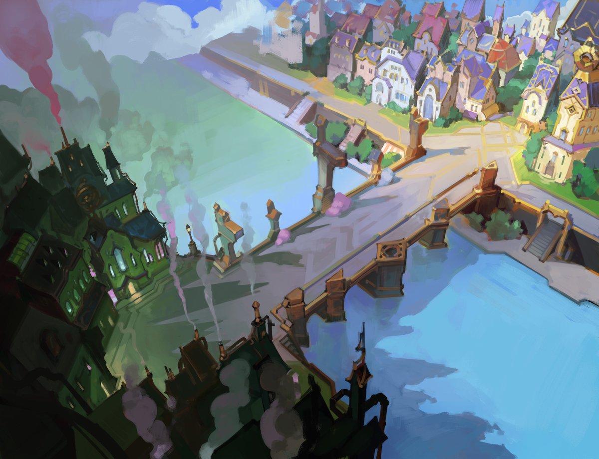 Couple of extra concept art images for new Bridge of Progress skin, ARAM mode