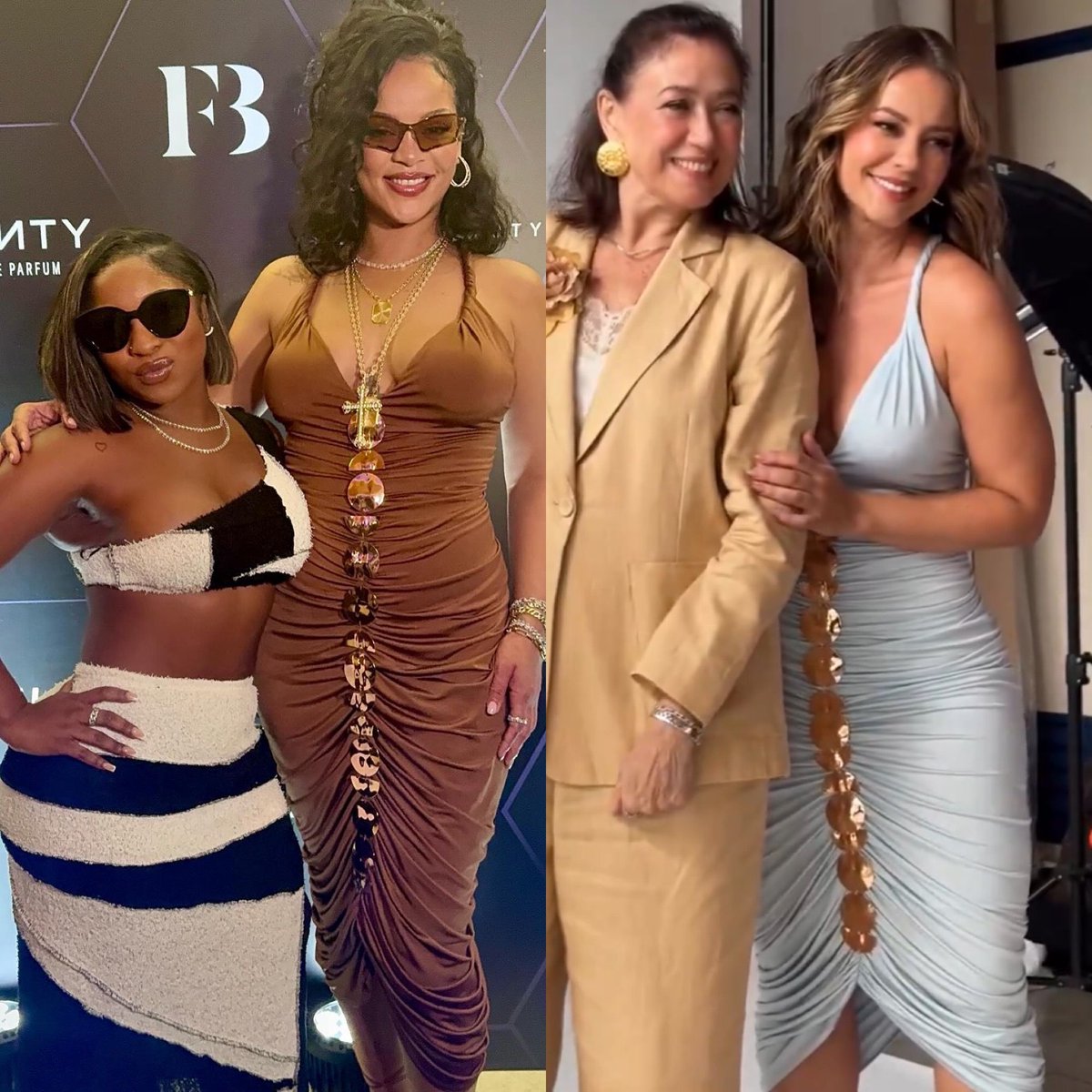 KikiMioBS's tweet photo. Rihanna e Paolla Oliveira ontem usando um vestido Cult Gaia que pode ser um ótimo exemplo de styling para mulheres com corpos mais voluptuosos, gostei demais em ambas https://t.co/lUafU3HpEp